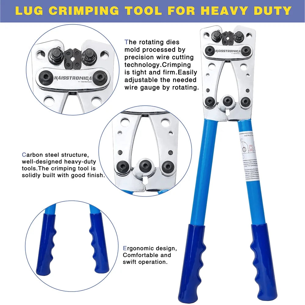 Battery Cable Lug Crimping Tool for AWG 10 8 6 4 2 1/0 A96295