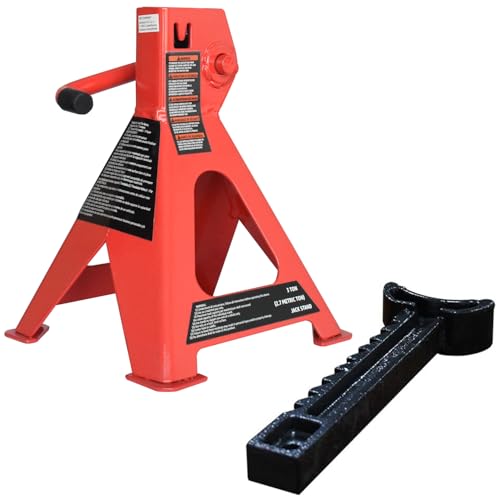 Steel Jack Auto Stands, 3 Ton Capacity, 1 Pair, Black and Red Z5311