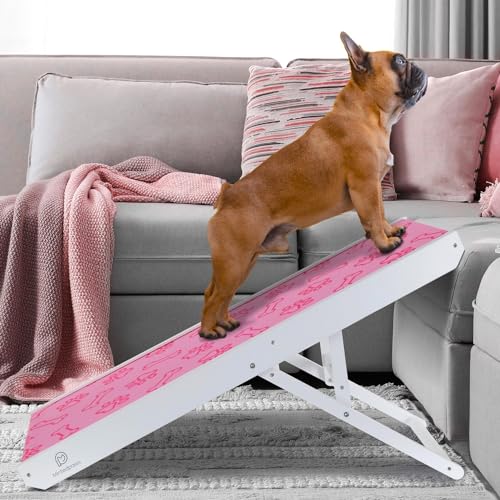 43" Long Adjustable Grey Anti-Slip Rubber Dog Ramp V5665