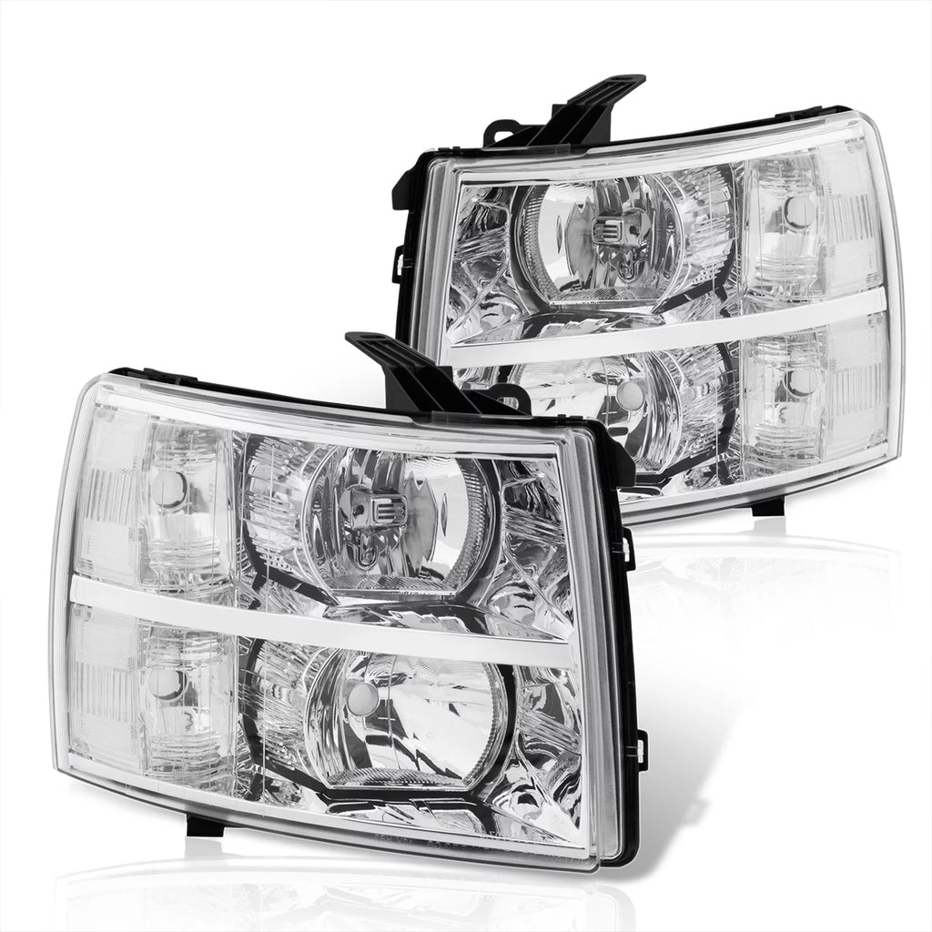 Chrome Housing Clear Lens Headlights Driving Signal Bumper Lamps R404