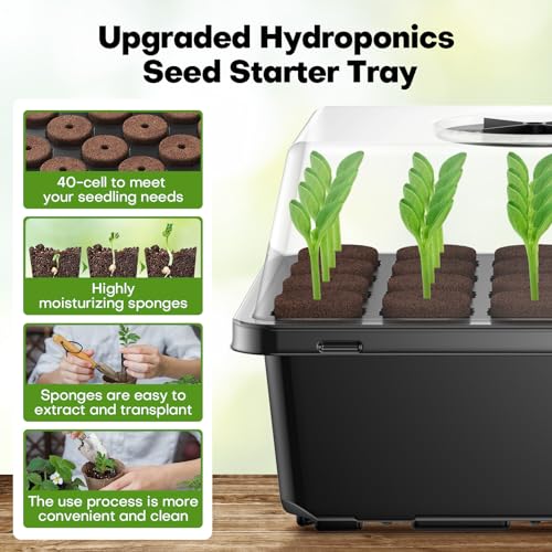 40 Cells Reusable Seed Starter Tray with Humidity Dome, 2 Packs Z21028