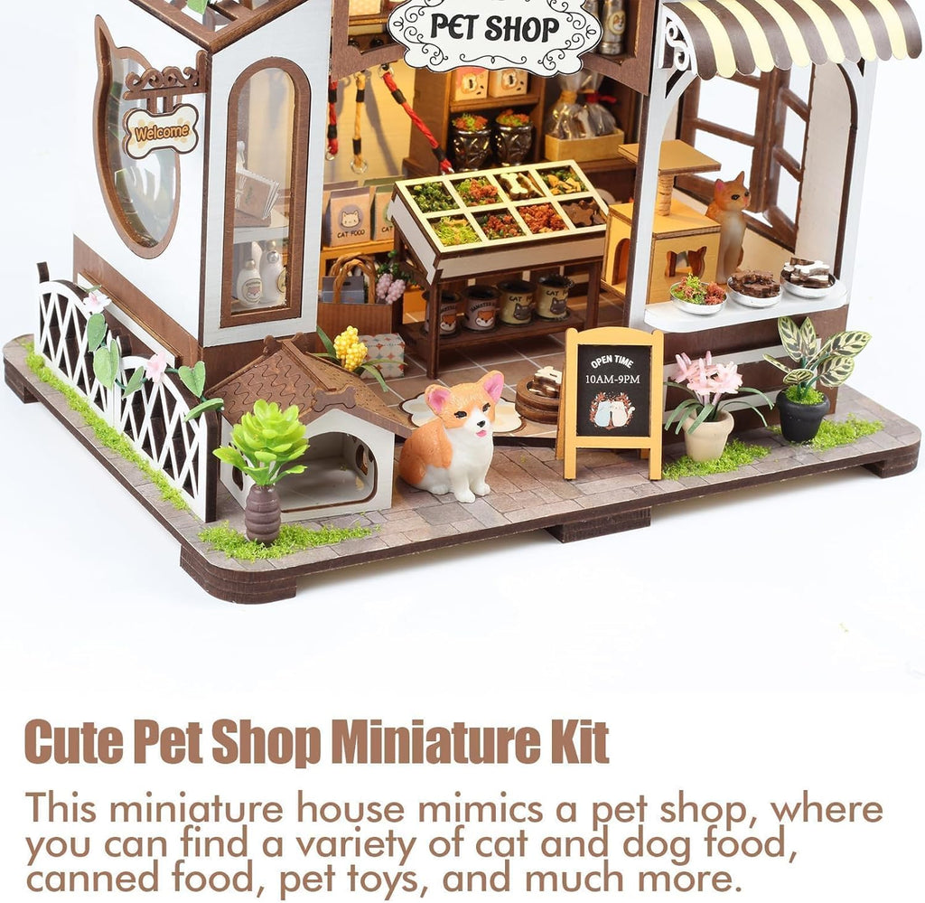 3D Wooden Miniature Dollhouse Kit with Furniture and Light U2559