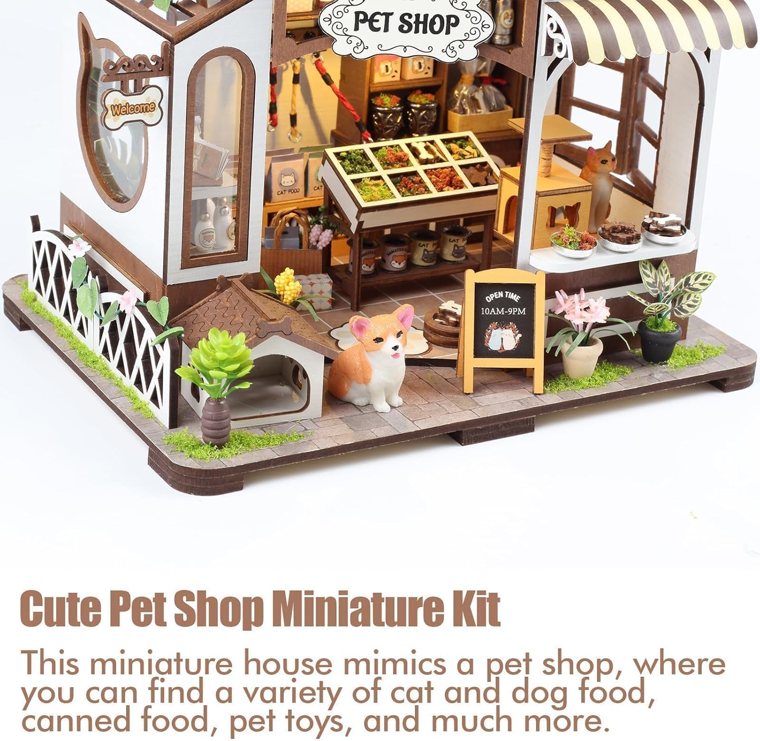 3D Wooden Miniature Dollhouse Kit with Furniture and Light U2559