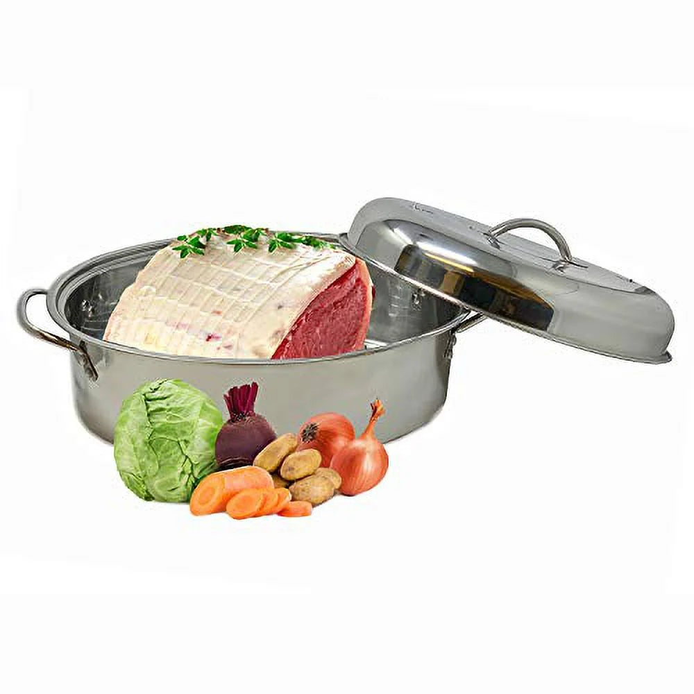 Stainless Steel Turkey Roaster Pan With Lid & Wire Rack B632108