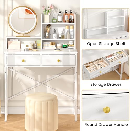 White 2 Drawer Vanity Desk B740