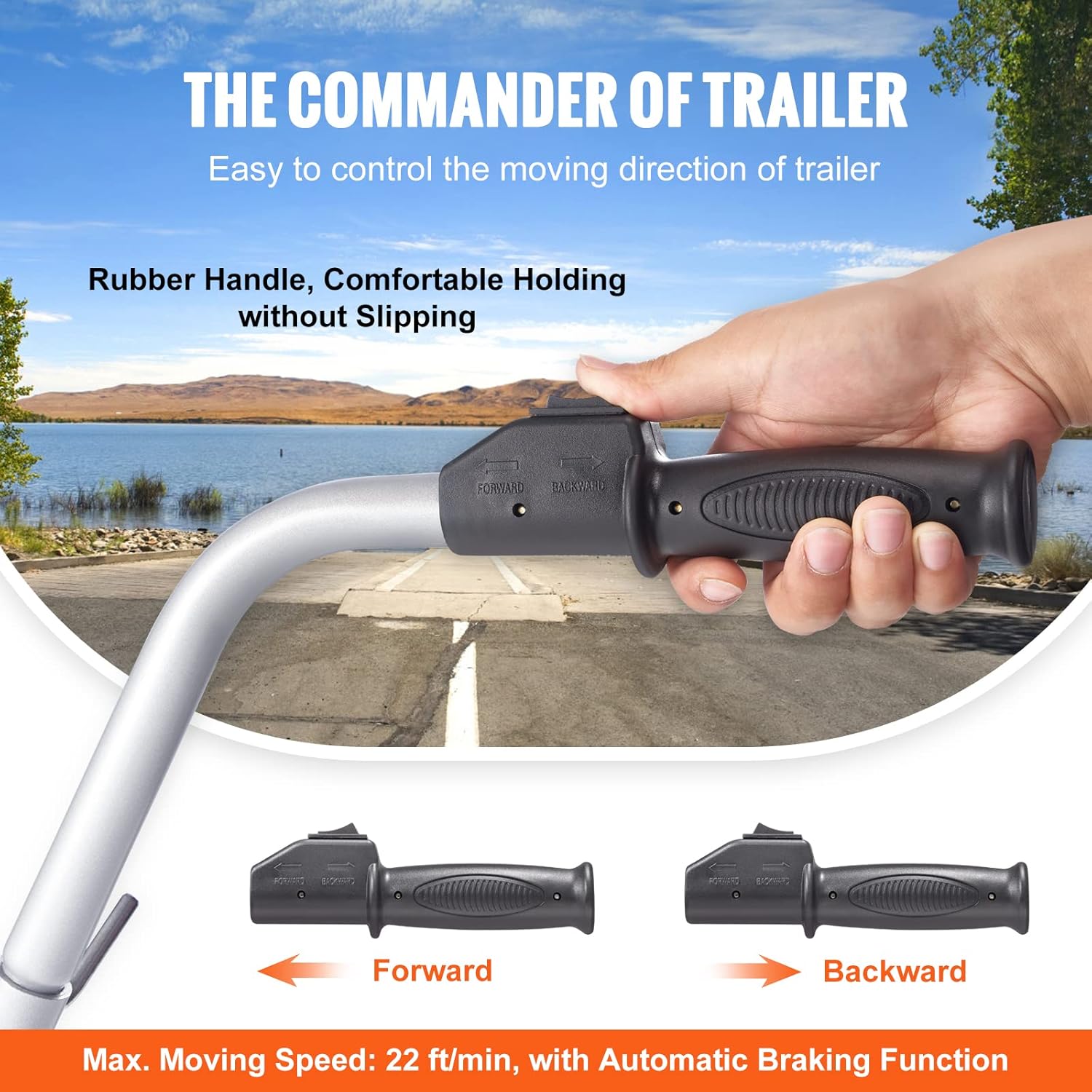 Electric Trailer Dolly, 5000lbs Towing Capacity, 350W 12V Trailer Jockey Wheel with 8'' Rubber Tire Q4029