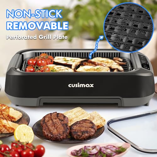 1500W Smokeless Indoor Grill with Lid, Non-stick Removable Grill Plate S45229
