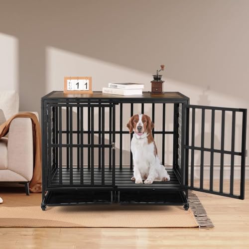 42 inch Black Heavy Duty Dog Crate Furniture D257264