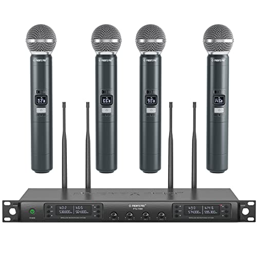 Quad Channel Wireless Microphone System with 4 Handheld Dynamic Microphone I81870