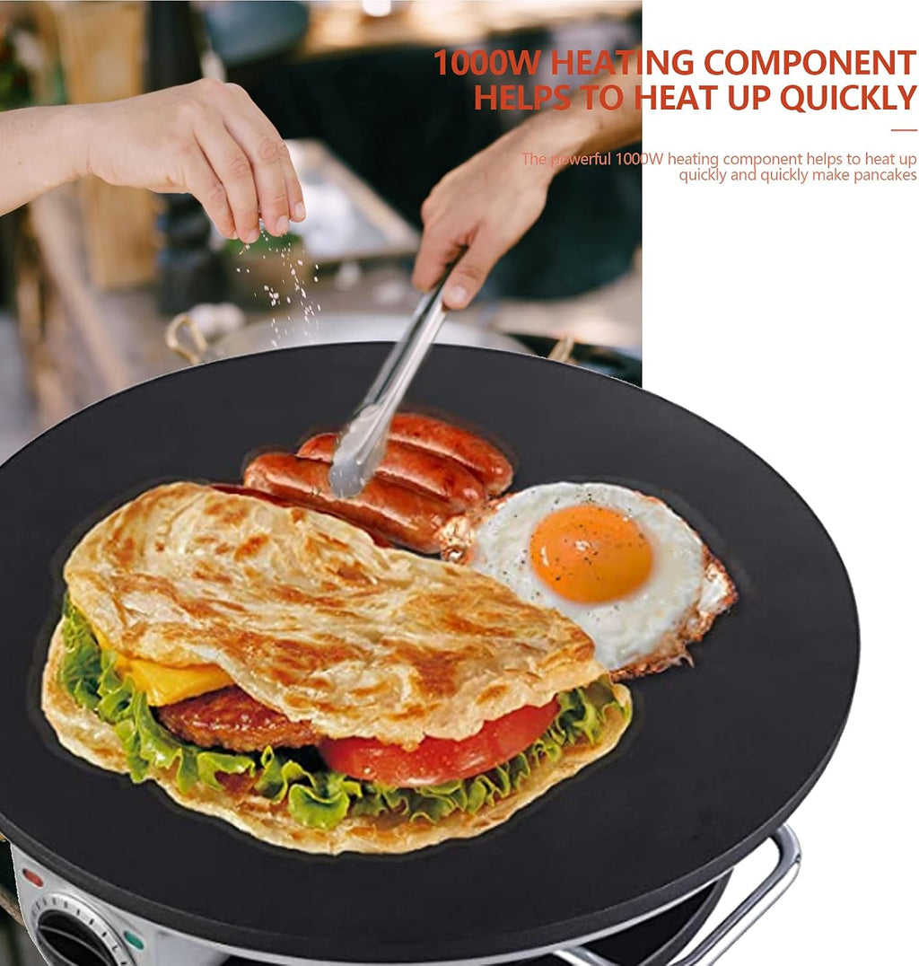 13in Non Stick Electric Crepe Maker with Temperature Control Knob Q528457