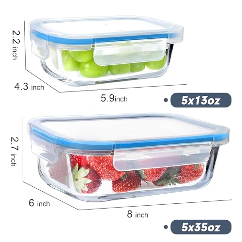 10 Packs Glass Food Storage Containers with Lids F386
