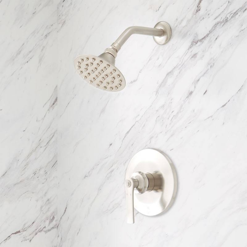 Brushed Nickel Shower System with Single Function Shower Head A46335