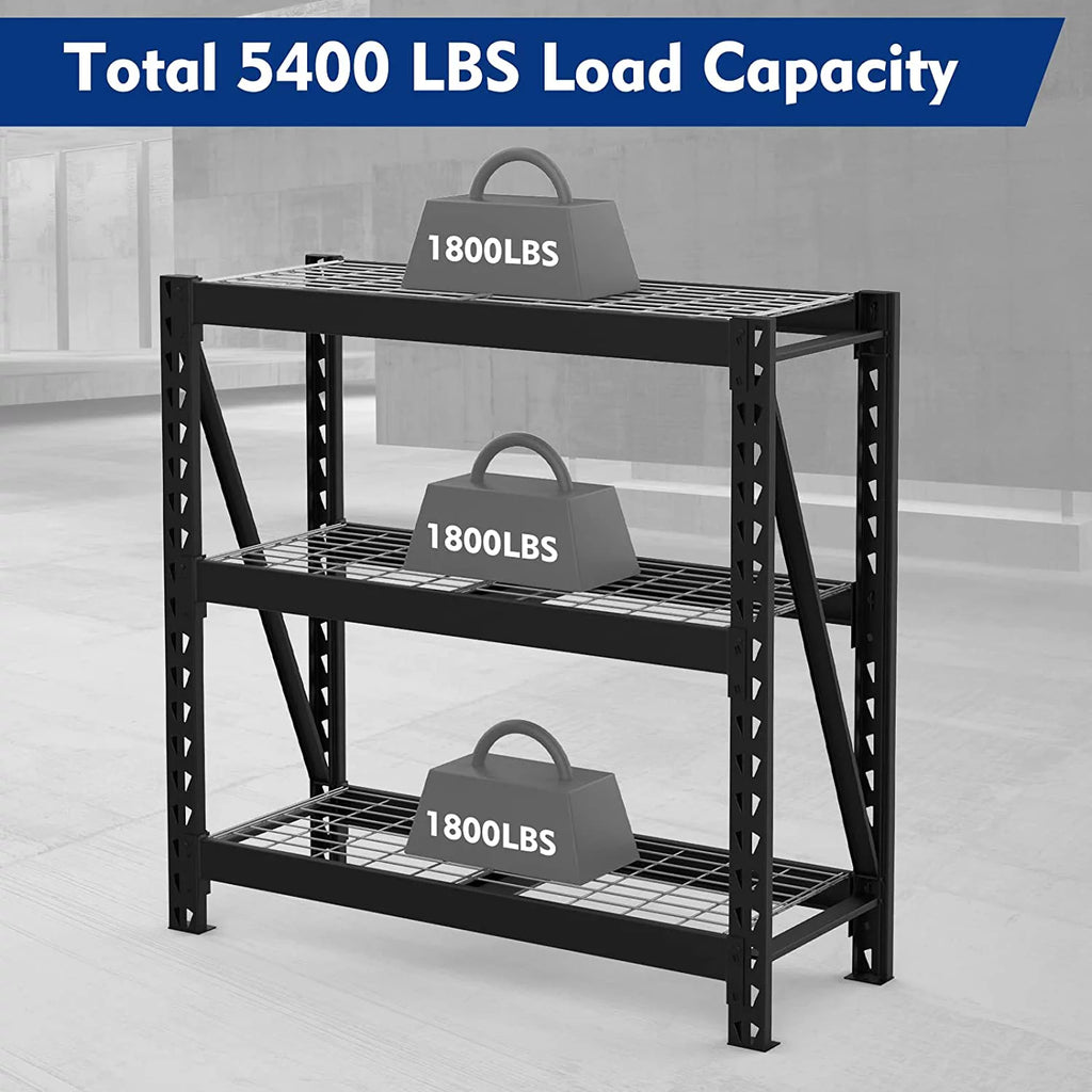 3-Tier Heavy Duty Metal Garage Shelving Unit, 50”W x 47”H x 18”D, 5400 LBS Load Capacity G151
