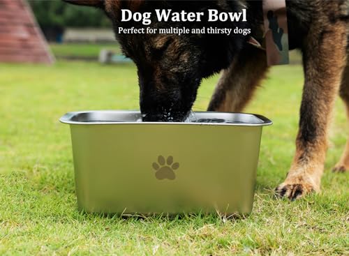 Non Slip Stainless Steel Large Dog Water Bowl 2.65 Gallons Silver V34188