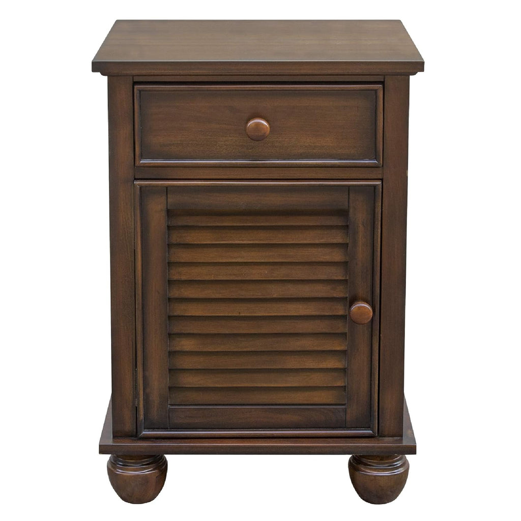 Tropical Walnut Wood Nightstand with Felt Lined Drawer P952285