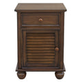 Tropical Walnut Wood Nightstand with Felt Lined Drawer P952285