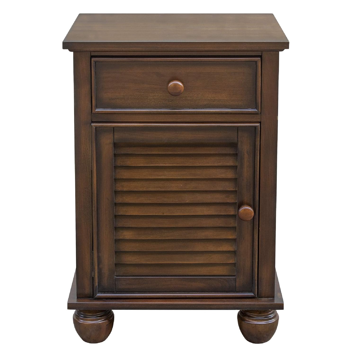 Tropical Walnut Wood Nightstand with Felt Lined Drawer P952285