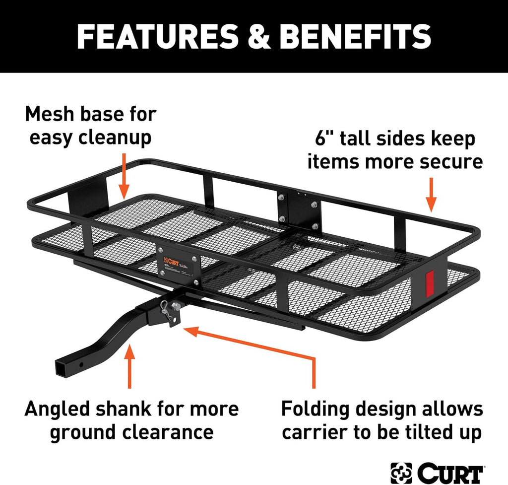 60 x 24-Inch Black Steel Basket Hitch Cargo Carrier S338665