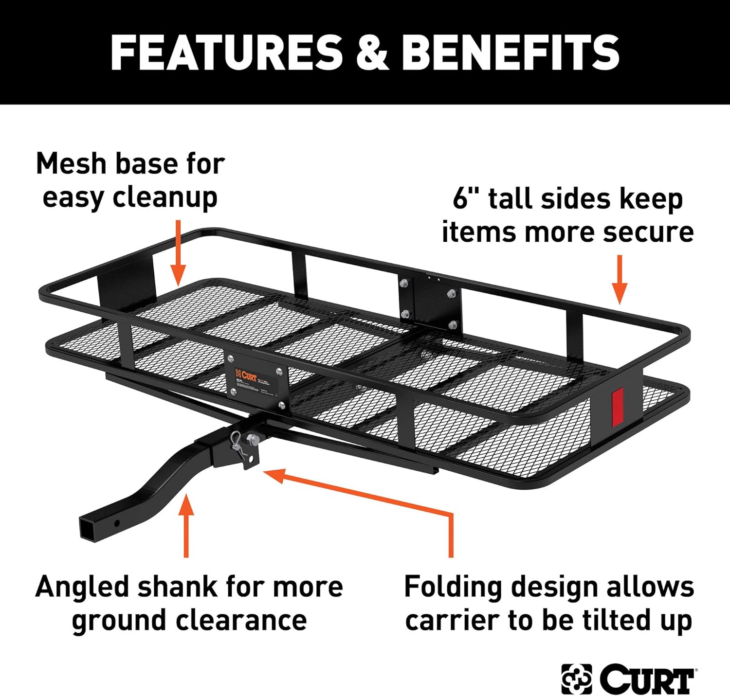60 x 24-Inch Black Steel Basket Hitch Cargo Carrier S338665