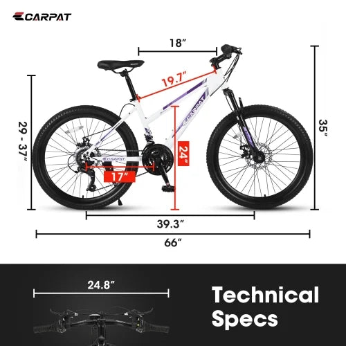 24 inch Mountain Bike with 21 Speeds Gear and Dual Disc Brakes M69189