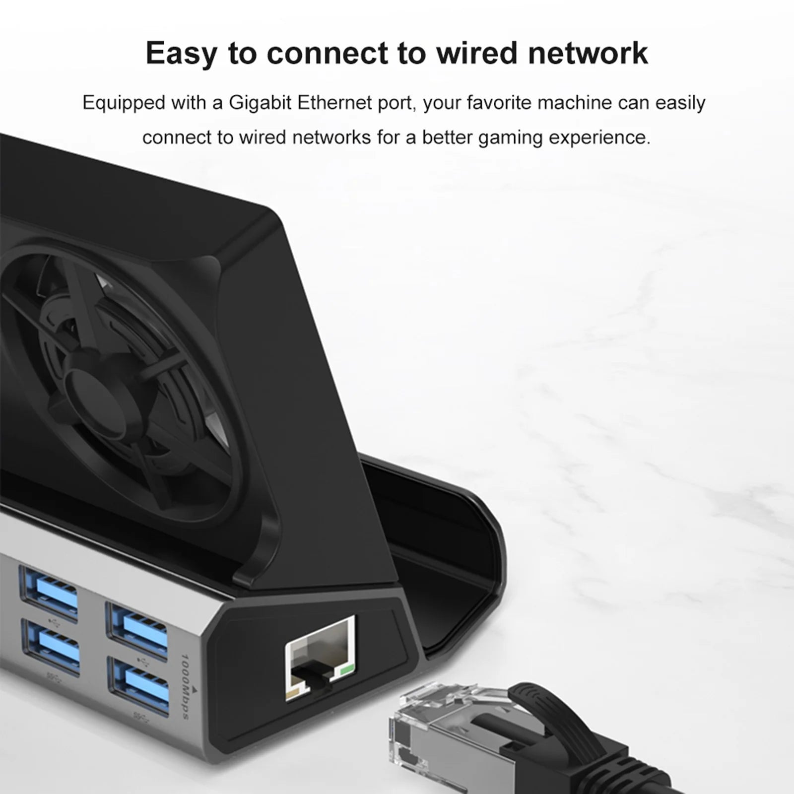 Steam Deck Docking Station with 2 Fans, 4K 60Hz HD Multimedia Interface, USB3.0 2.0, Gigabit RJ45, 100W PD Charging Port Q57214