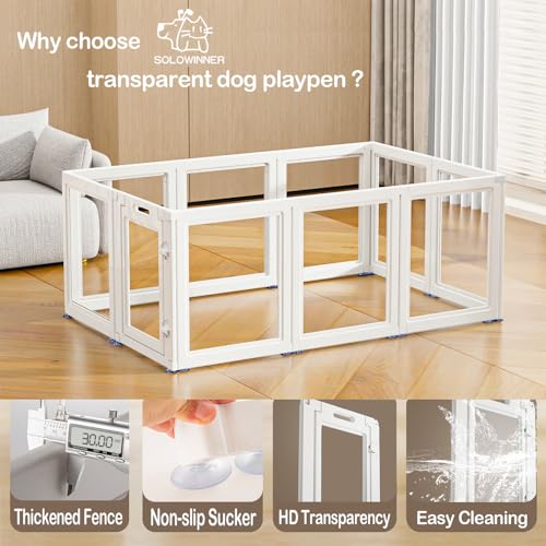 White 10 Pcs Clear Plastic Dog Playpen J6545