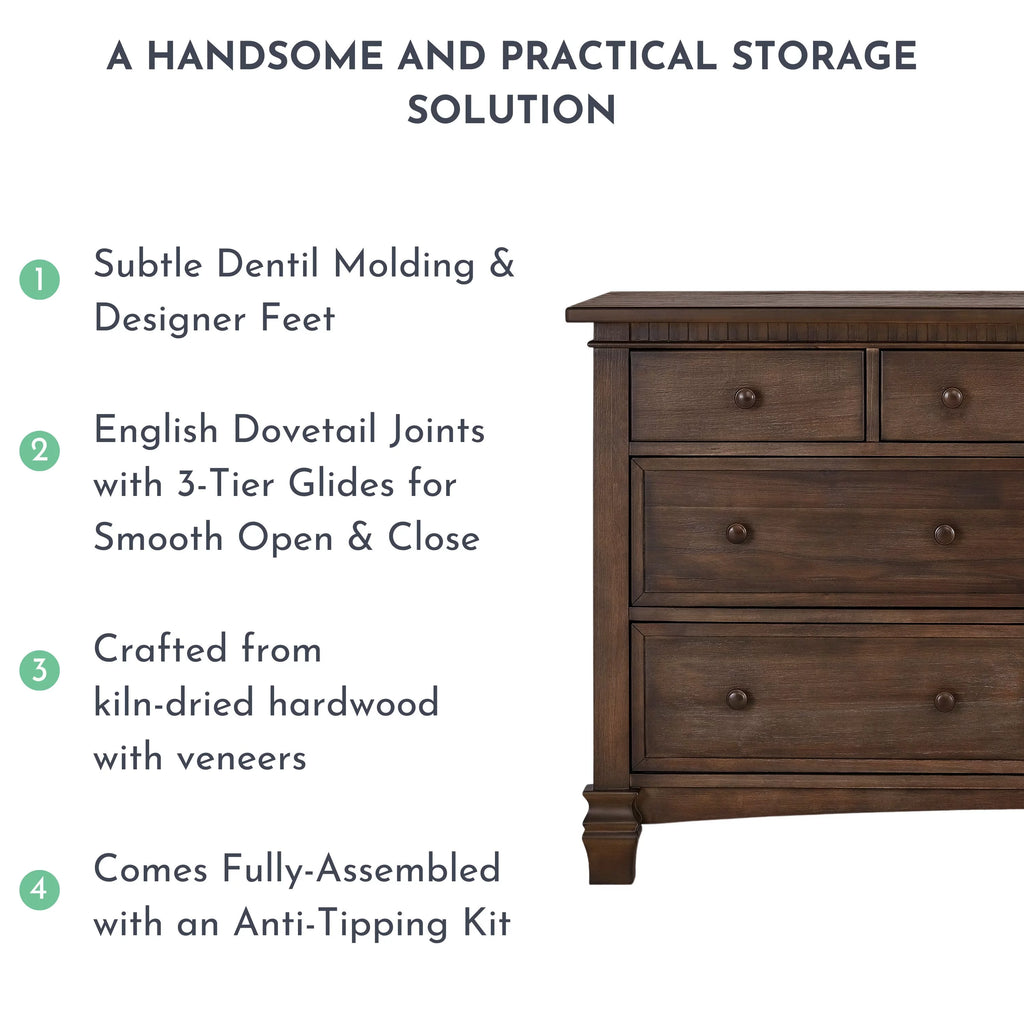 Antique Brown 7 Drawers Double Dresser V94811