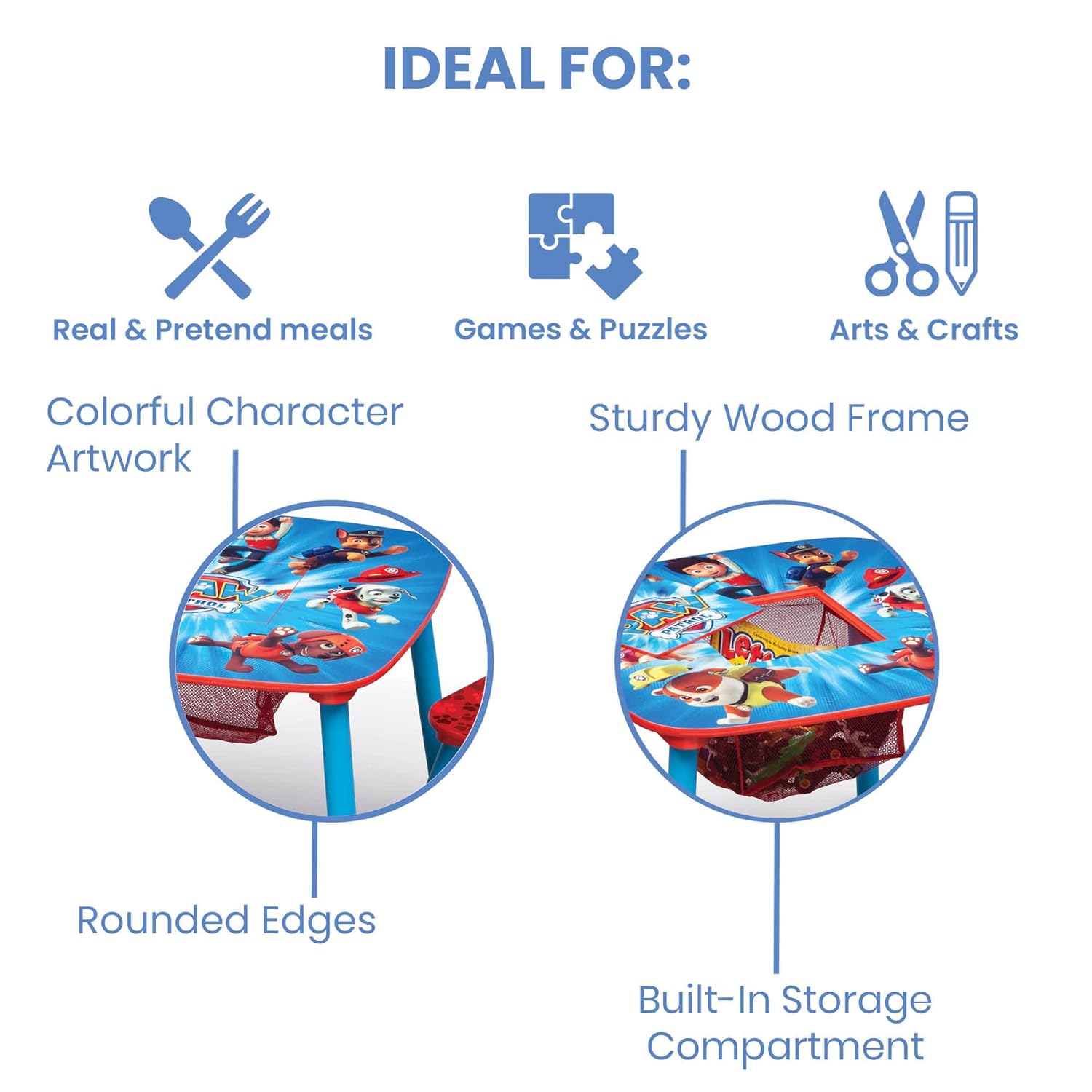 Kids Table and Chair Set with Storage, 2 Chairs Included U70672