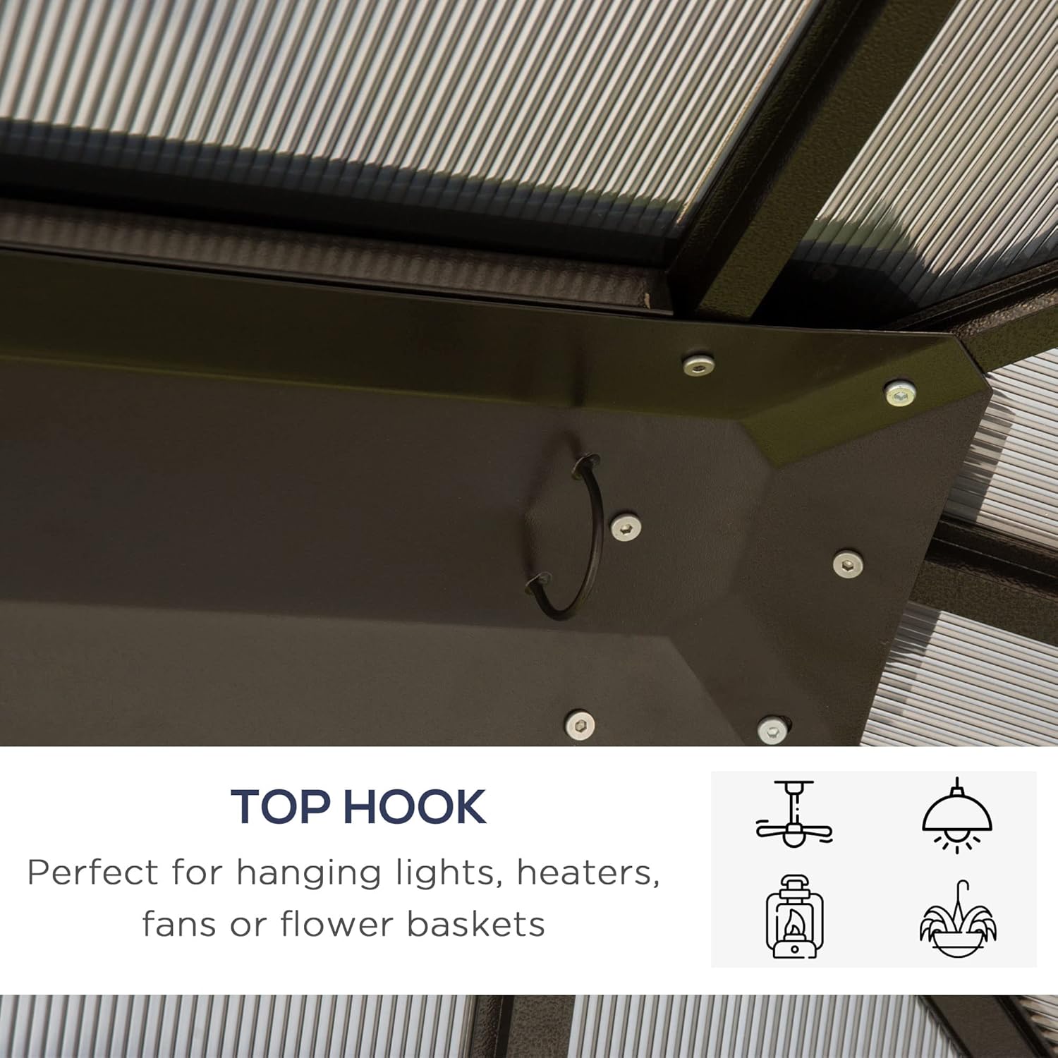 Off-White 10' x 12' Hardtop Gazebo with Polycarbonate Roof Aluminum Frame D3799