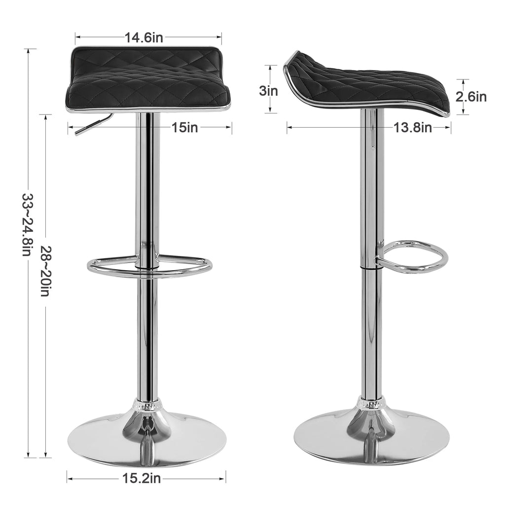 Black 5-Piece Console Table and Stool Set with 4 Adjustable Swivel Chairs Q88340