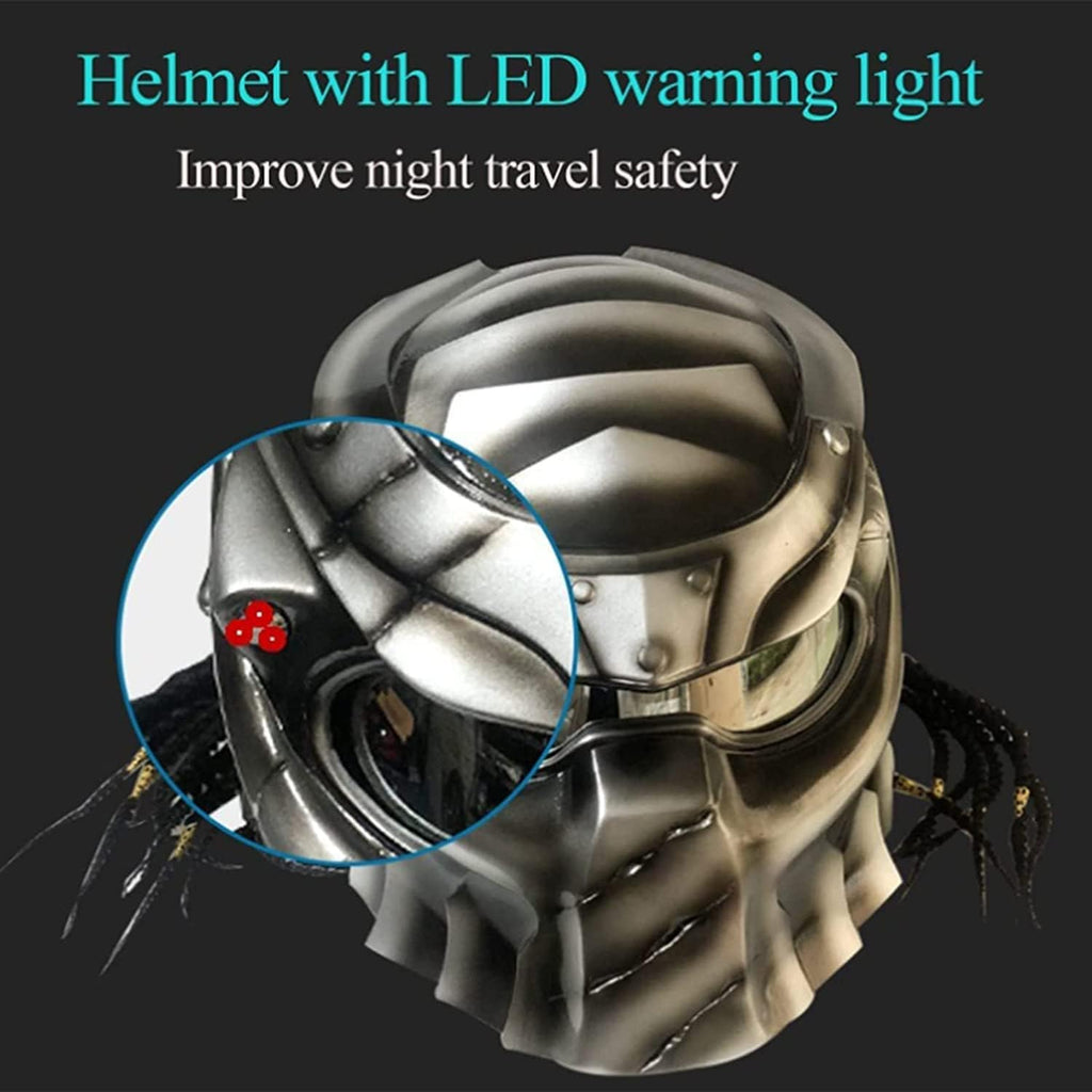 Motorcycle Full Face Helmet Carbon Fiber with LED Light DOT Approved U47891