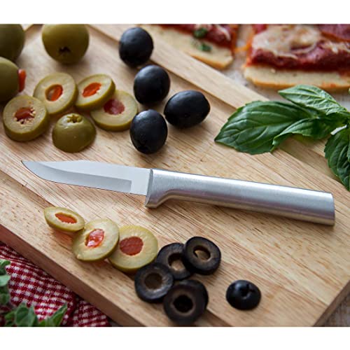 Peeling Paring Knife, Stainless Steel Blade, Brushed Aluminum Handle, Pack of 2 Y4229