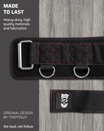 Belt for Cable Machine with 5 Attachment Points, 2 Straps (40” & 27”) and 3 Metal Snap Hooks Y910