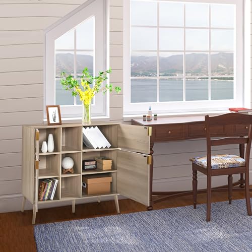 Storage Cabinet with Doors and Shelves, 4 Doors 3 Open Shelves J259733