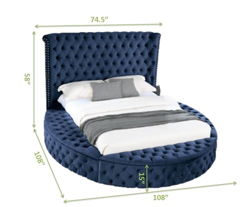 Black Queen Size Velvet Upholstered Platform Bed Frame with Bluetooth Speakers and USB K64501