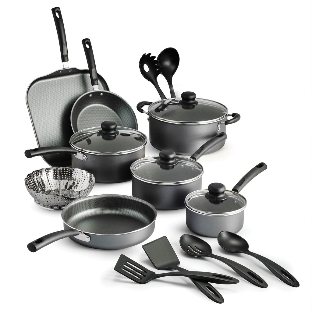 18 Piece Non-stick Cookware Set, Steel Gray Y614