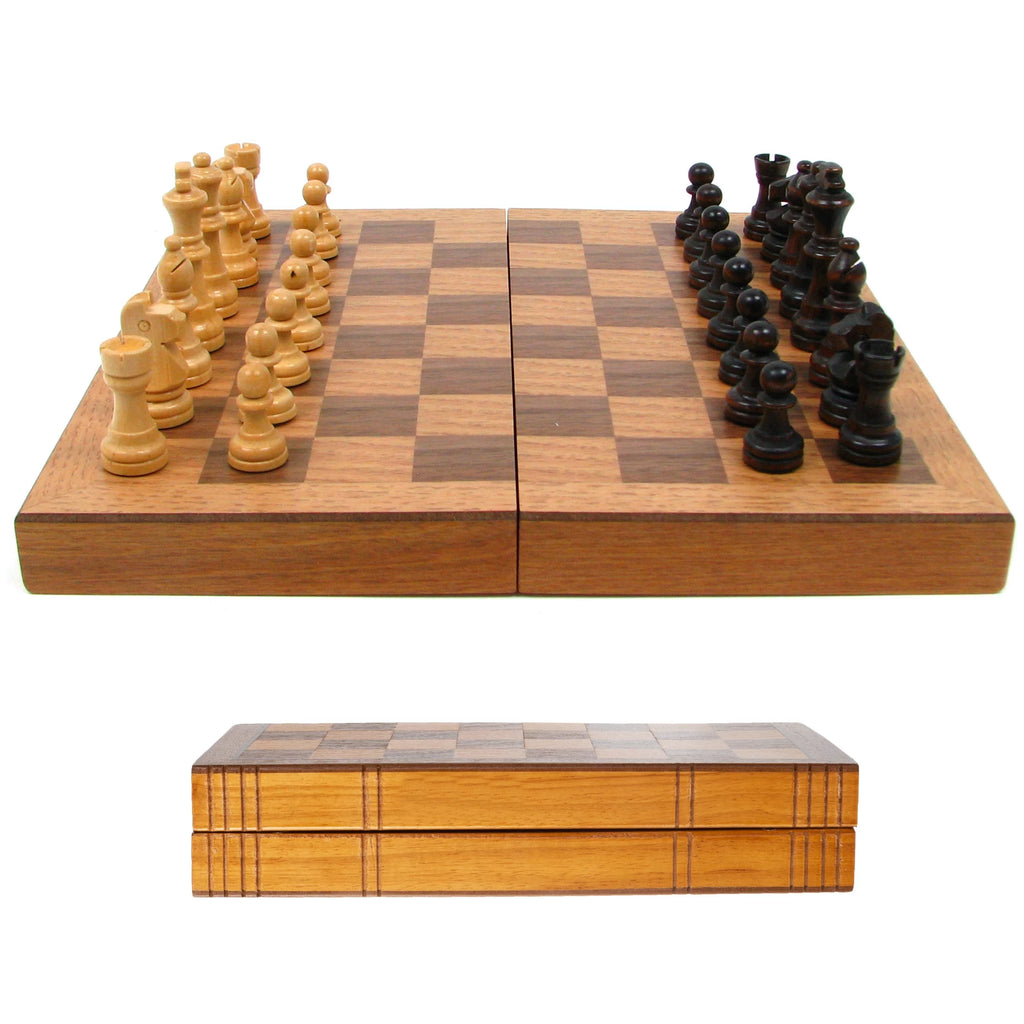 Wooden Book Style Chess Board with Staunton Chessmen D980