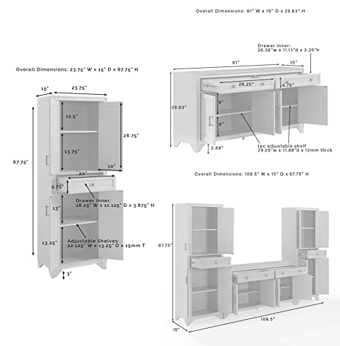 3-Piece Distressed Gray Sideboard Buffet Cabinet and Kitchen Storage Pantry Set Q34447