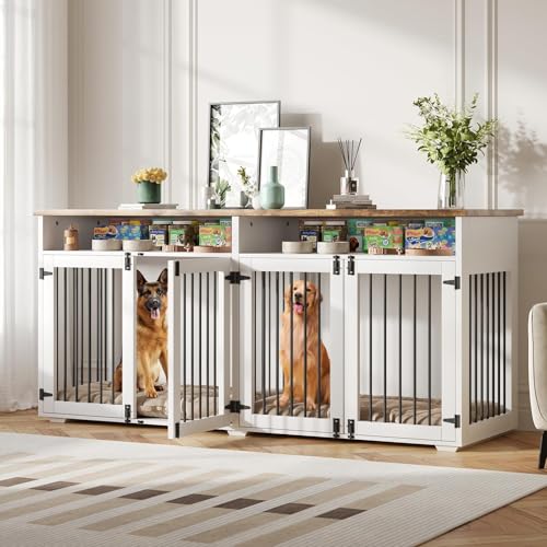 White Wooden Dog Crate with 2 Doors I437