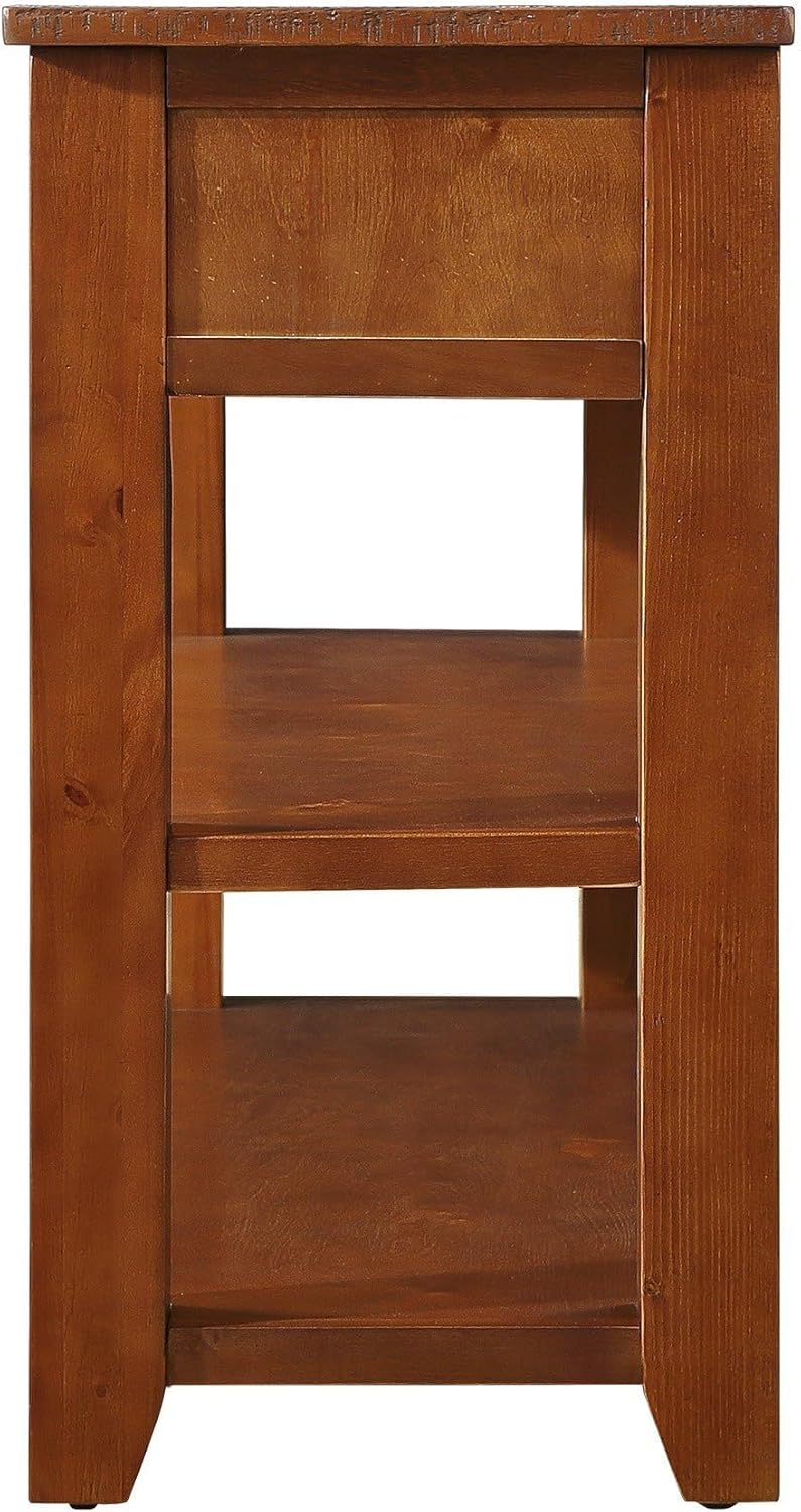 Long Console Table with 3 Storage Drawers and Double Bottom Open Shelves, 50" W x 16" D x 30" H, Brown S5136