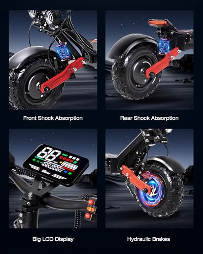 60V 6000W Dual Motor 11'' Tubeless Off-Road Foldable Electric Scooter B17430