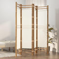 Cream White 4-Panel Bamboo Room Divider P836657