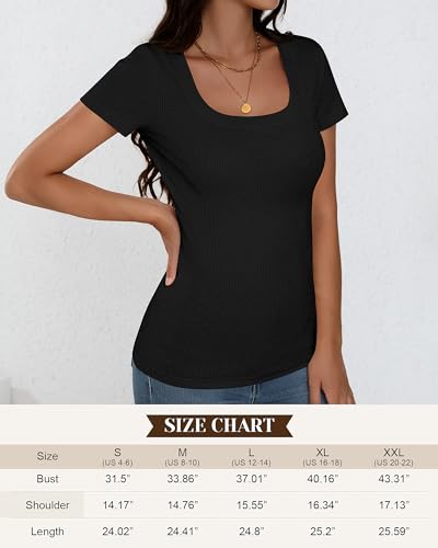 3 Pack Women's Short Sleeve Scooped Neck Ribbed Knit Tee U3881