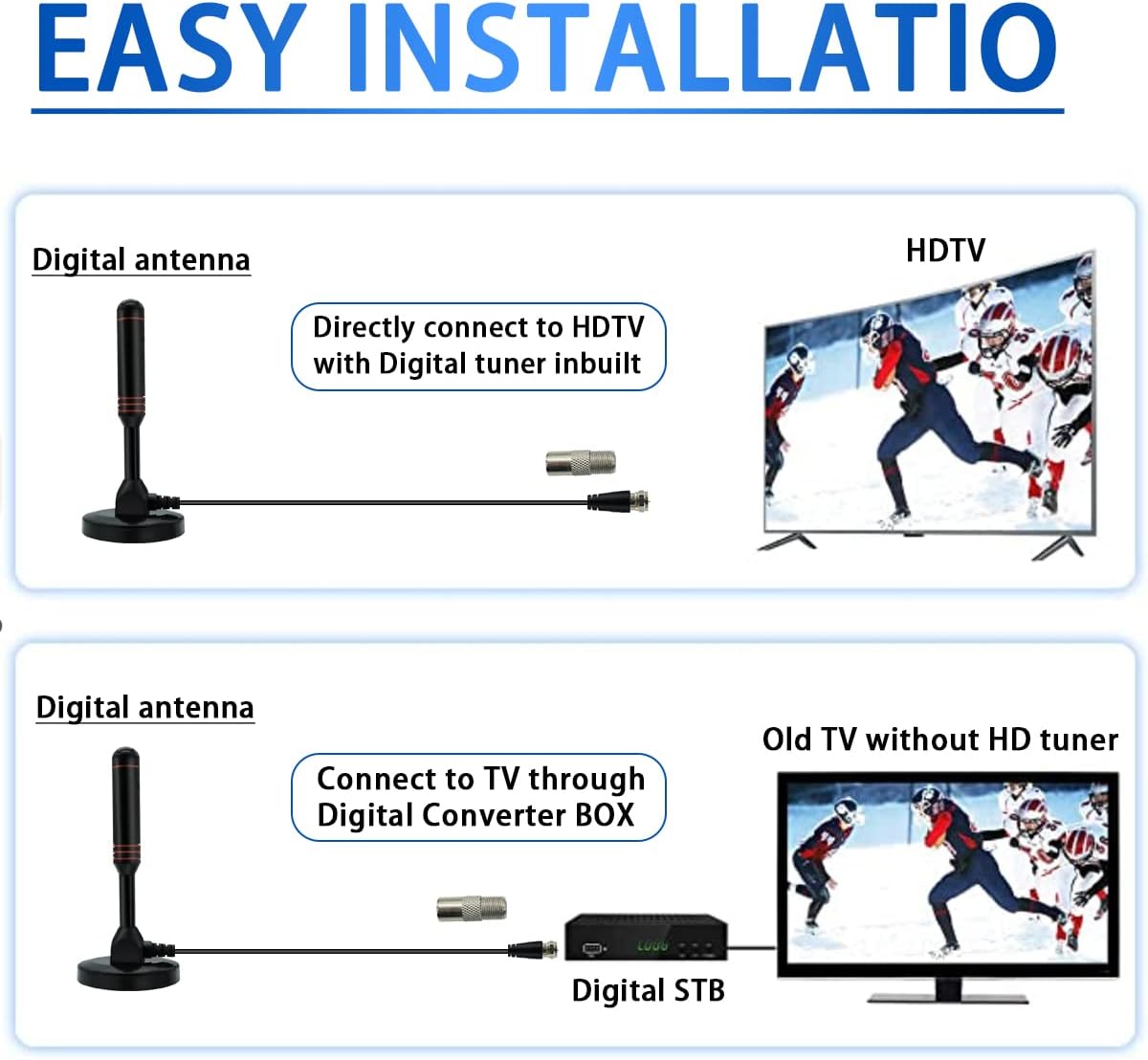 HDTV Antenna with Magnetic Base and Coaxial Cable Y2217