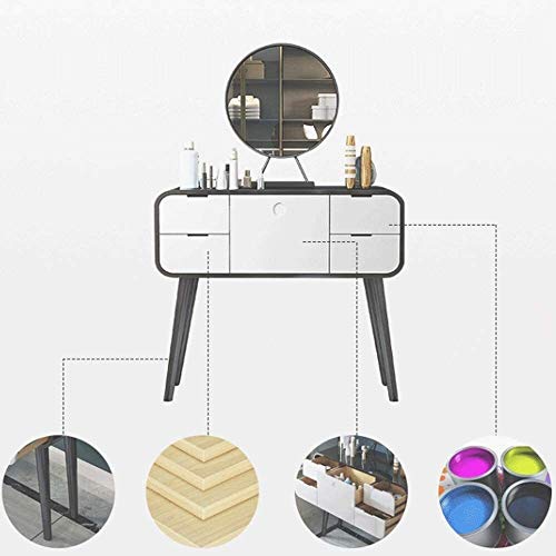 White Stainless Steel Dressing Vanity Table with Mirror Stool B501