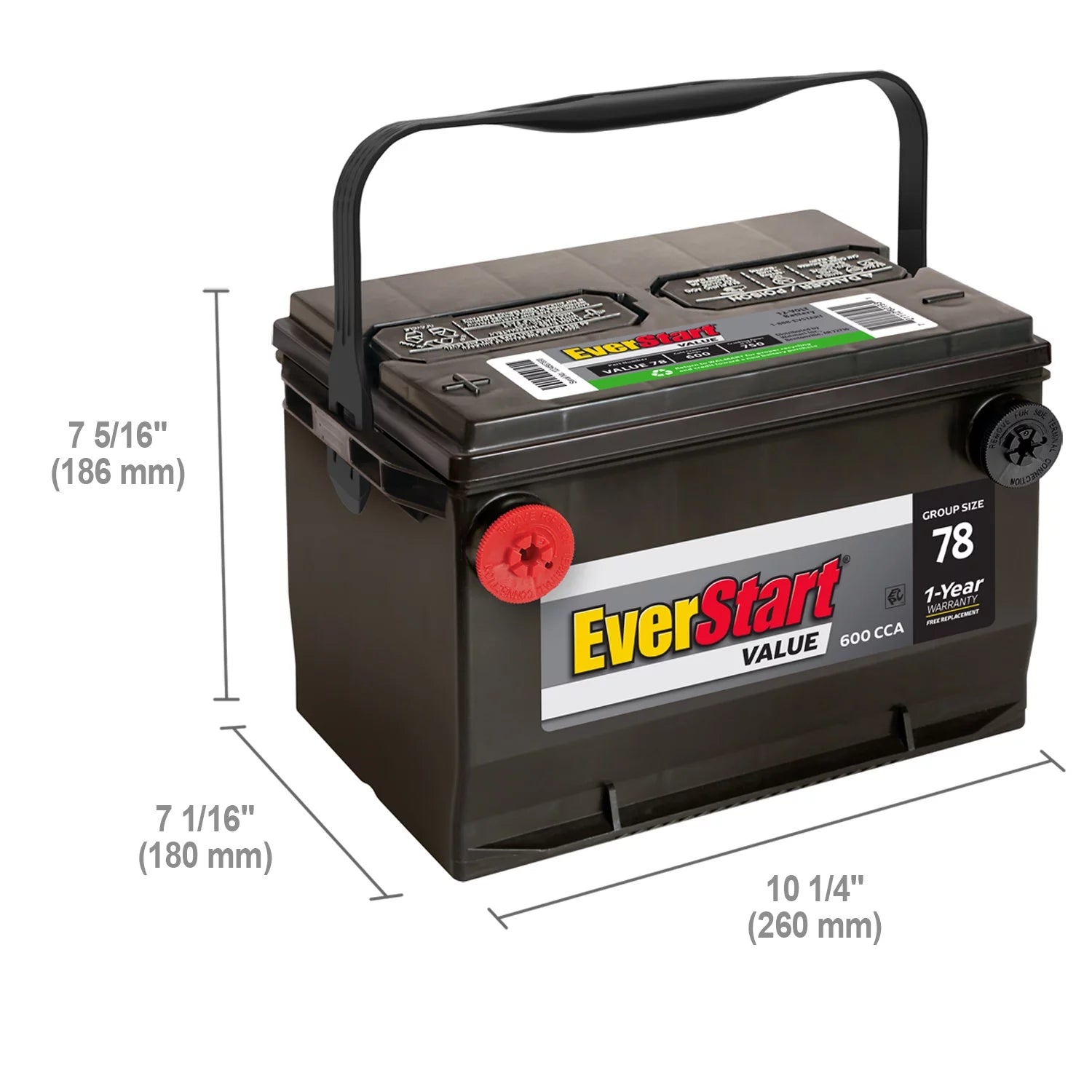 Group Size 78 12 Volt 600 CCA Lead Acid Automotive Battery D21479