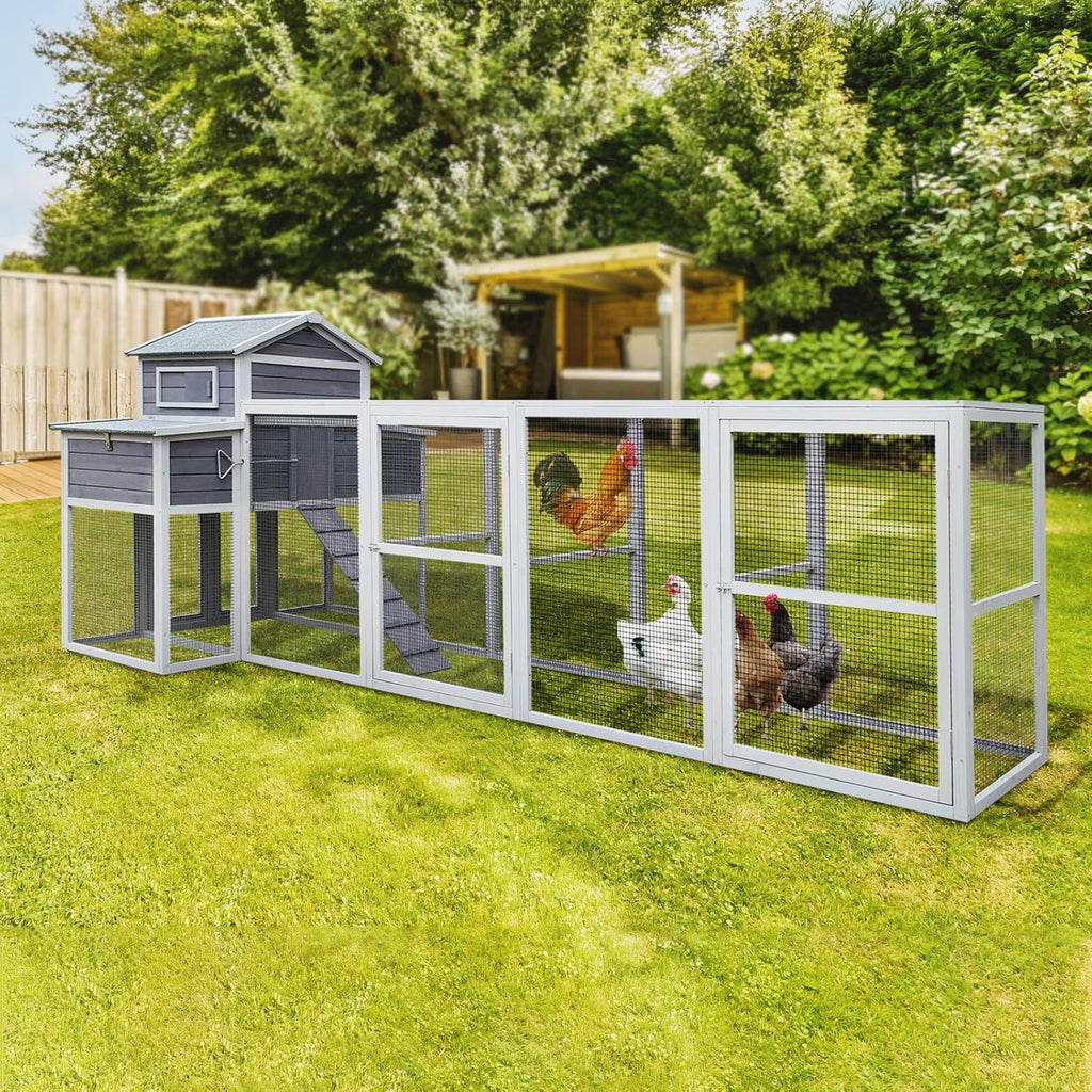 Extra Large Black Wooden Chicken Coop with Two Nesting Boxes and 5 Perches B32568