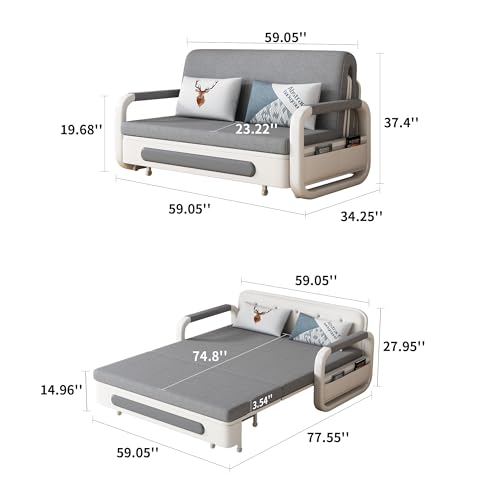 Sofa Bed 34.6" D x 62.2" W x 34.2" H N877