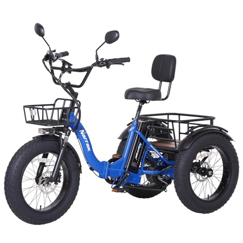 750W 48V13Ah 20"x4.0" Aluminum Folding Fat Tire 3 Wheel Electric Trike X2756