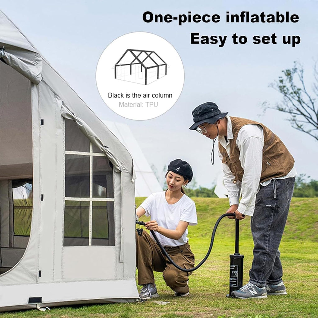Inflatable Camping Tent with Chimney Opening, 6-8 People with Air Pump & Skylight, 4 Seasons G21262